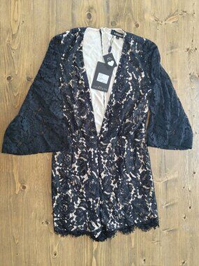 knee length dresses for ladies Navy Lace Off Shoulder High Low Dress main image 0